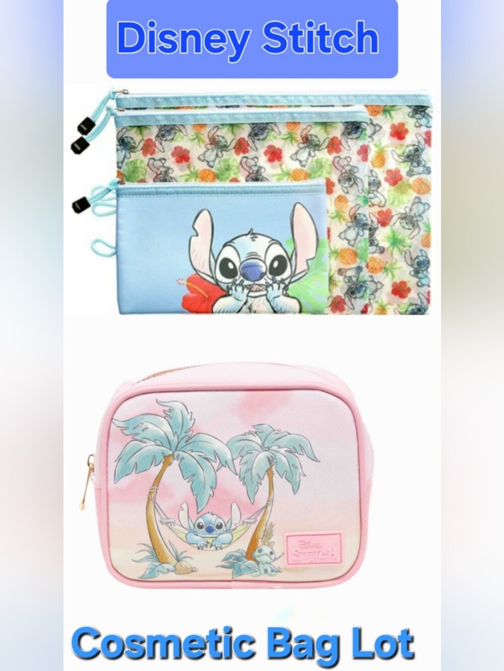 Disney Stitch Cosmetic Bags Lot